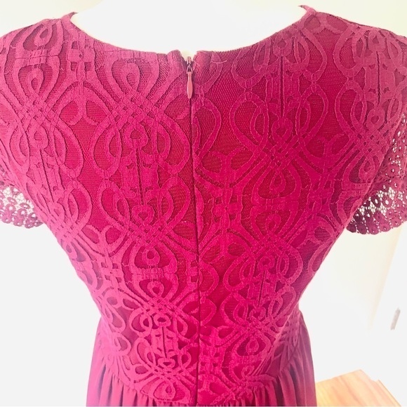 Alya by Francesca's Collection Burgundy Lace Top Mini Dress - Picture 12 of 14
